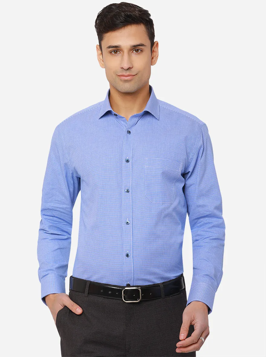 Pacific Blue Dobby Regular Fit Formal Shirt | JadeBlue