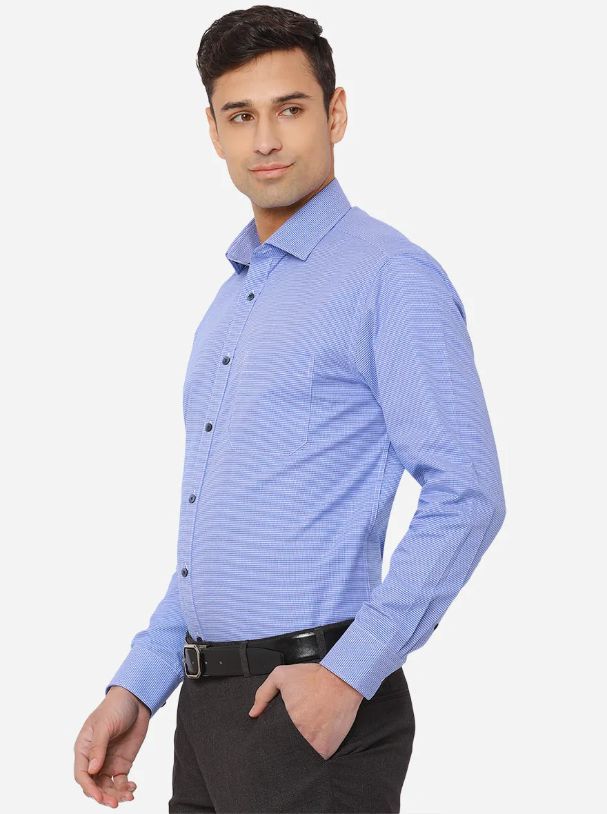 Pacific Blue Dobby Regular Fit Formal Shirt | JadeBlue