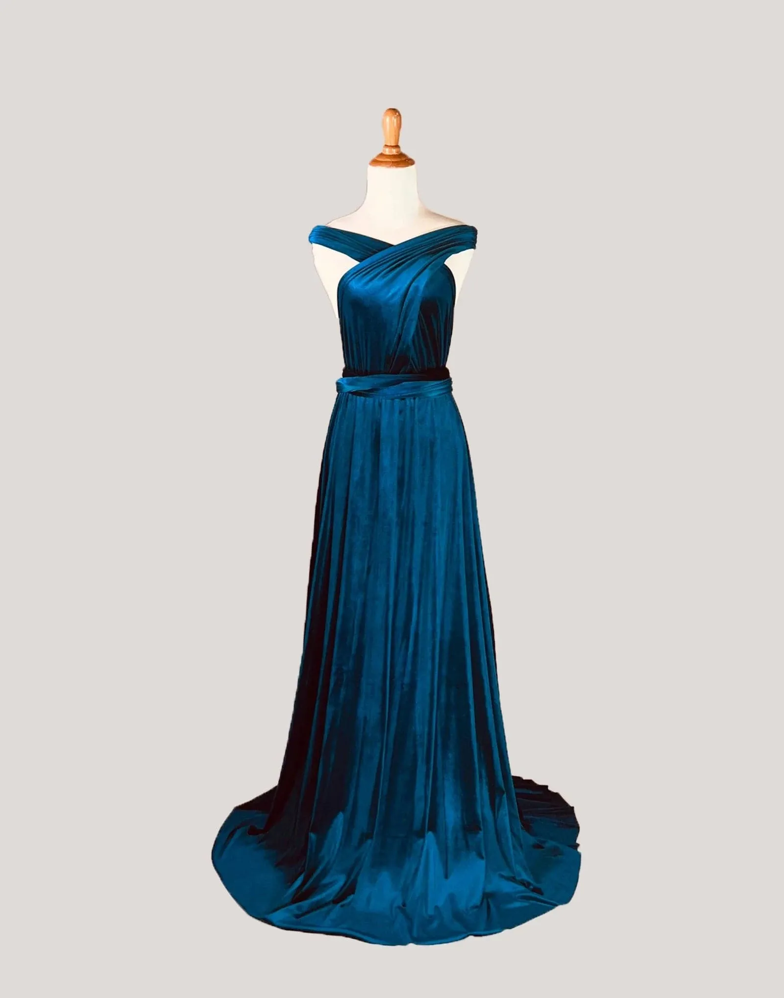 Peacock Blue Velvet Infinity Dress/ Wrap Convertible Bridesmaid Dress,R29