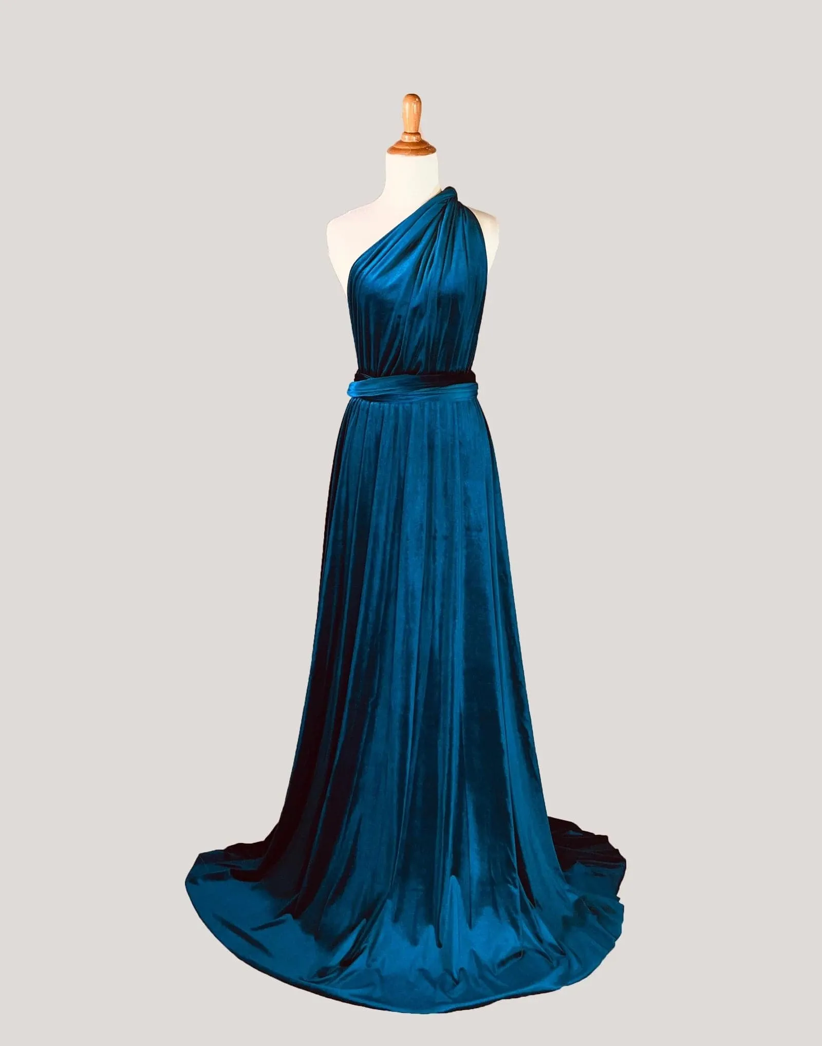 Peacock Blue Velvet Infinity Dress/ Wrap Convertible Bridesmaid Dress,R29