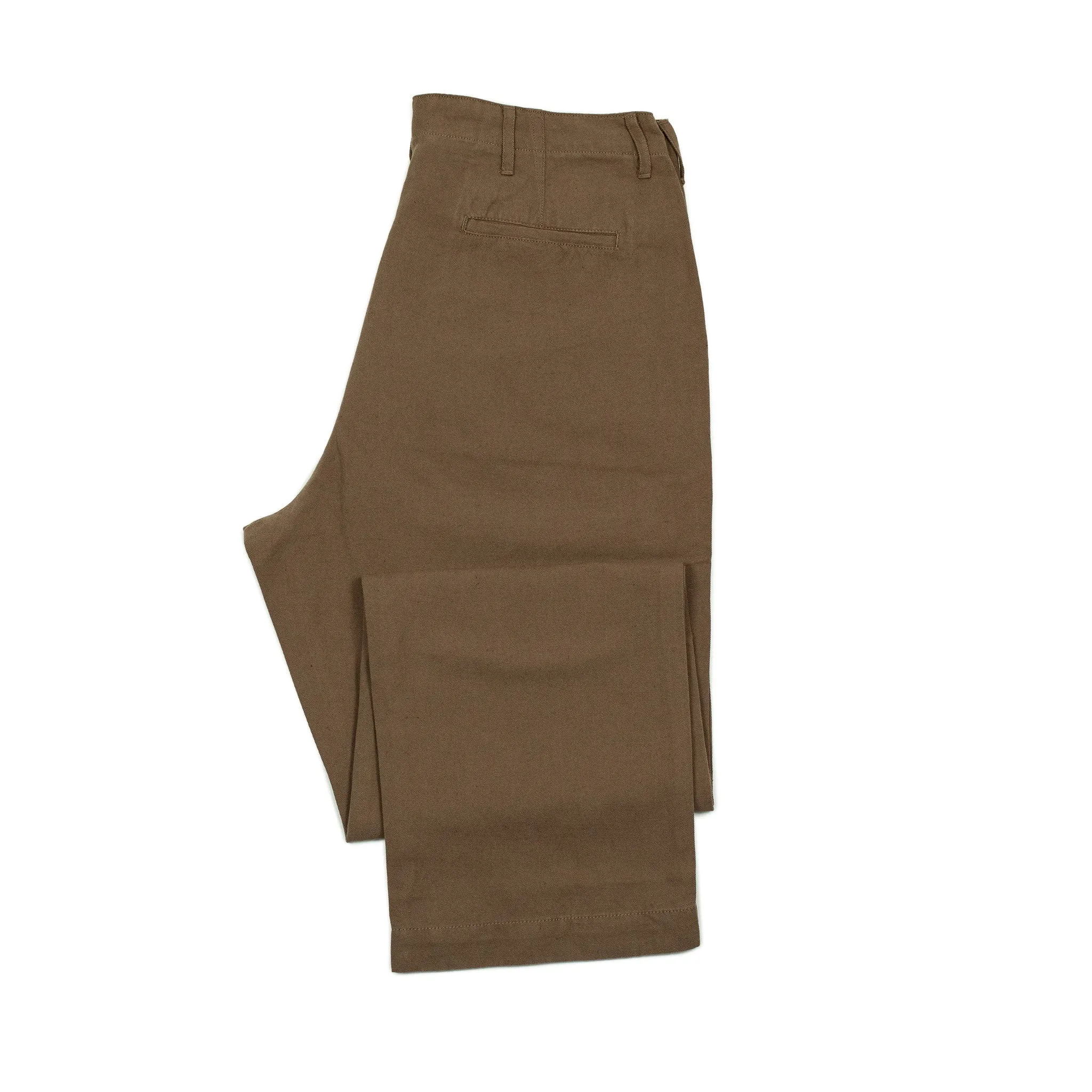 Pleated chinos in churrow brown cotton linen