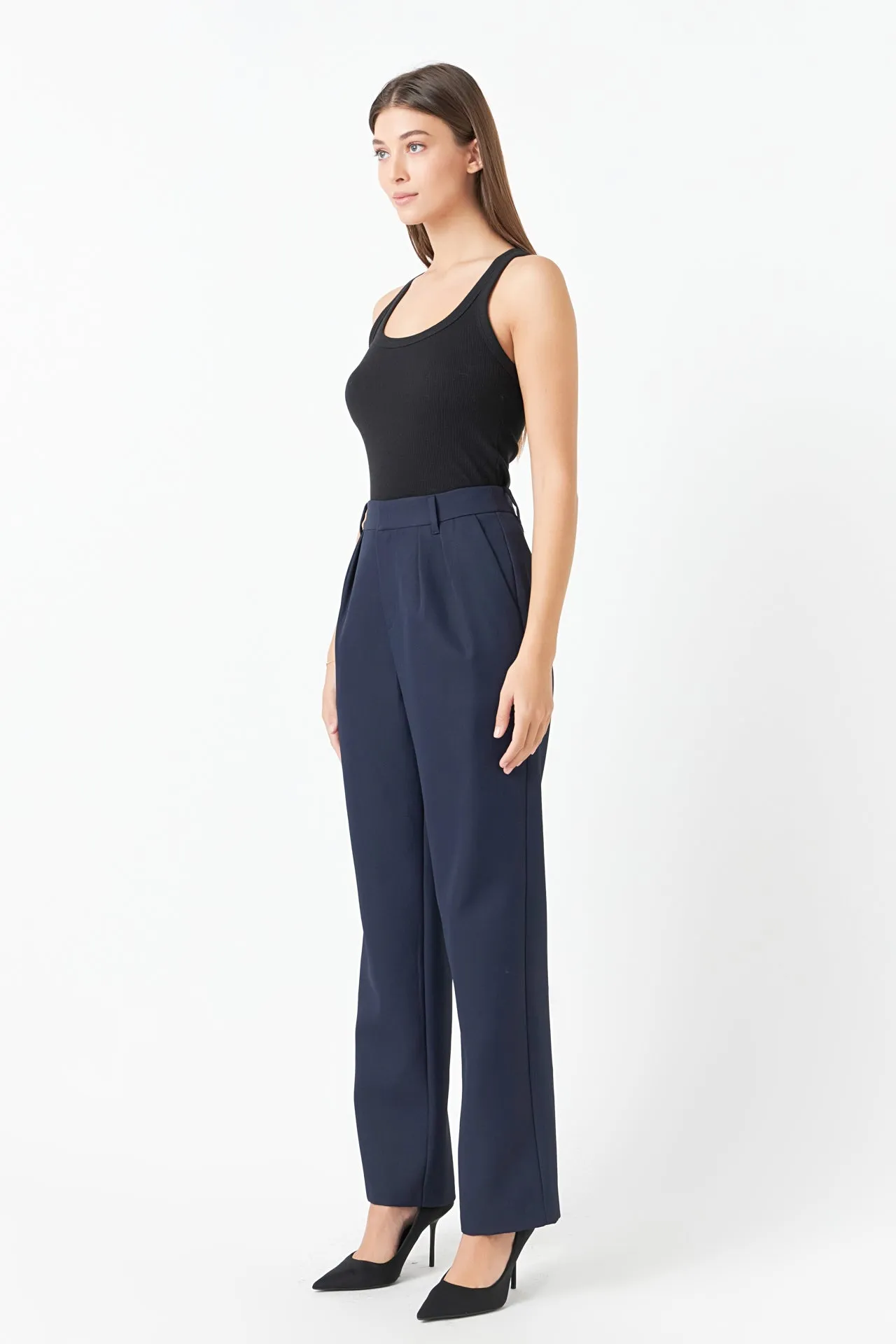 Pleated High Waist Trousers