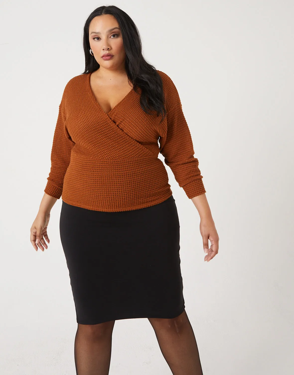 Plus Size Surplice Knit Top