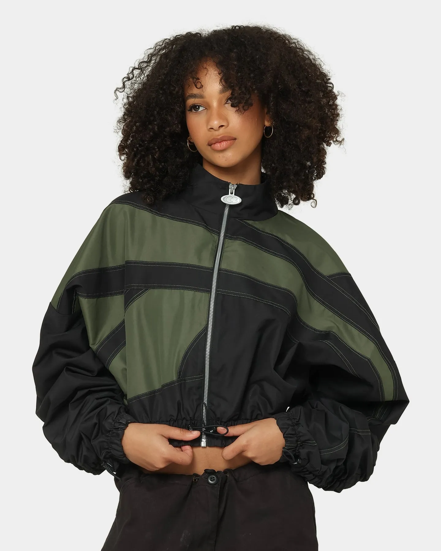 Reebok Women's Cardi B X Reebok Woven Satin Jacket Black