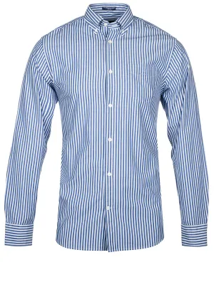 Regular Fit Stripe Broadcloth Shirt College Blue