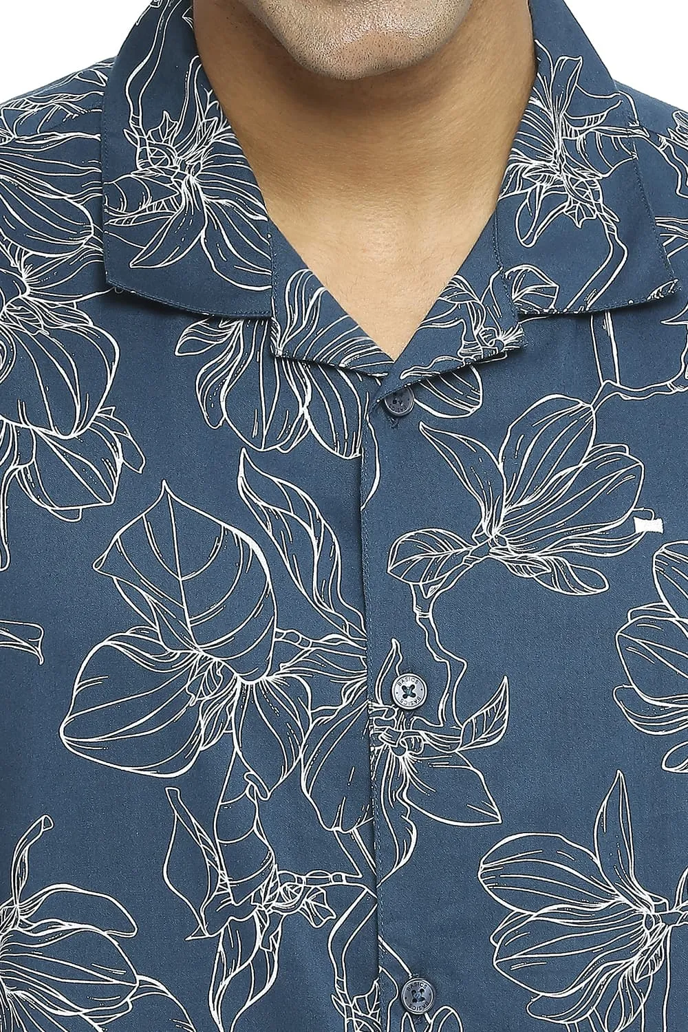 Relaxed Fit Cotton Viscose Printed Halfsleeves Shirt