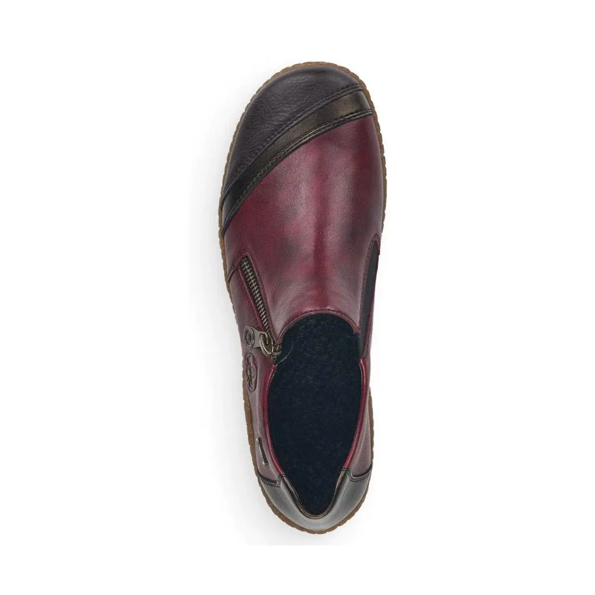 RIEKER EURO CITY SLIP ON WITH ZIP WINE - WOMENS