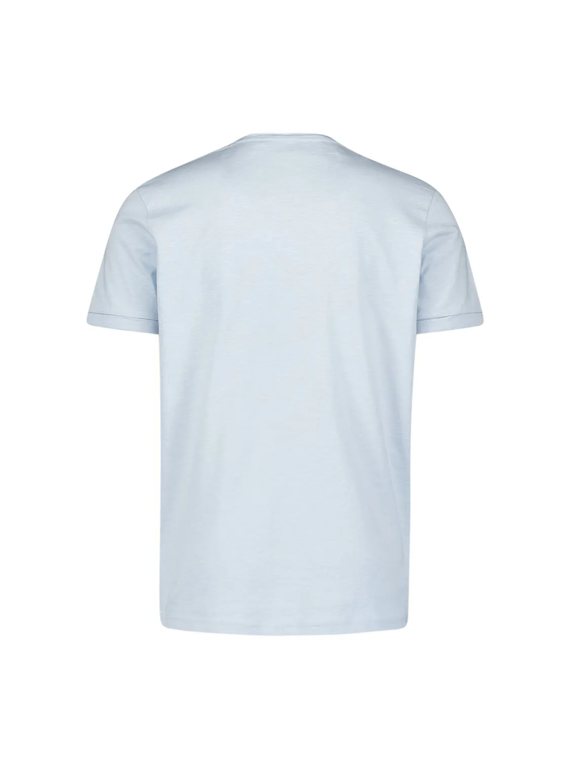 Round Neck T-Shirt with Rolled Sleeve Cuffs and Subtle Logo Print | Sky