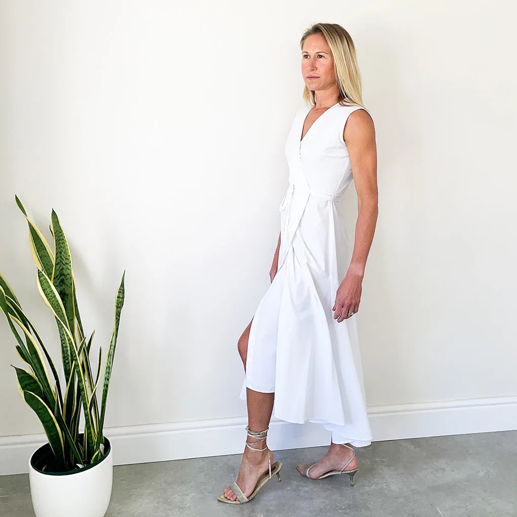 Sleeveless Wrap Dress - White