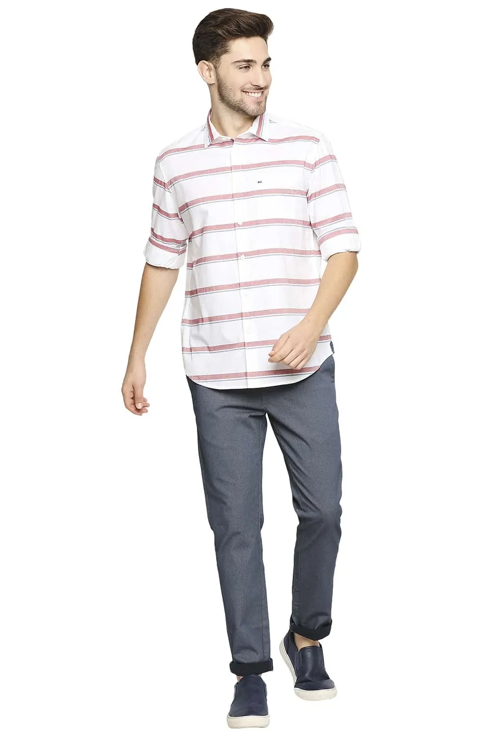 Slim Fit Oxford Horizontal Stripe Shirt