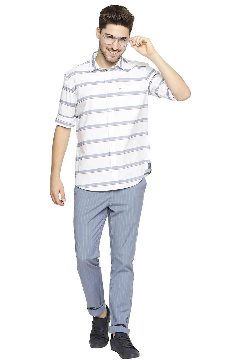 Slim Fit Oxford Horizontal Stripe Shirt