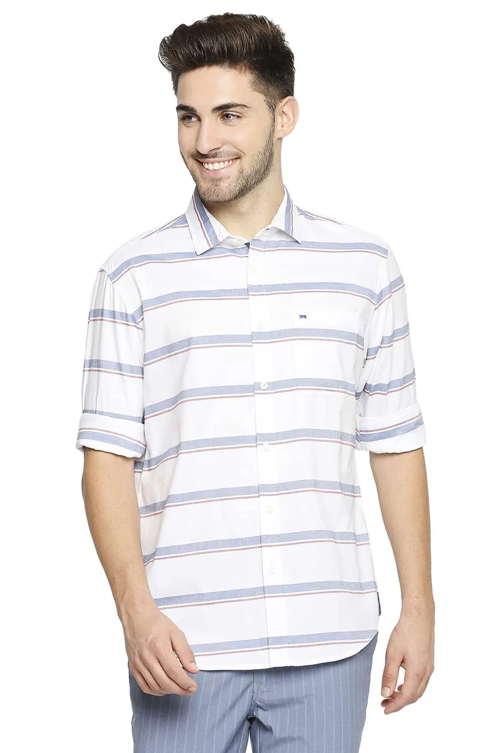 Slim Fit Oxford Horizontal Stripe Shirt