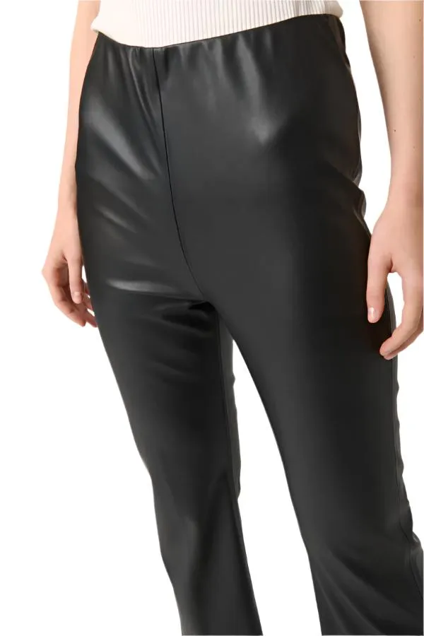 Soaked Womens Trousers Kaylee PU Kickflare Black