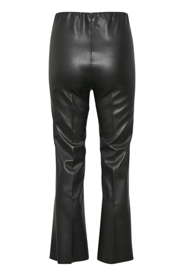 Soaked Womens Trousers Kaylee PU Kickflare Black