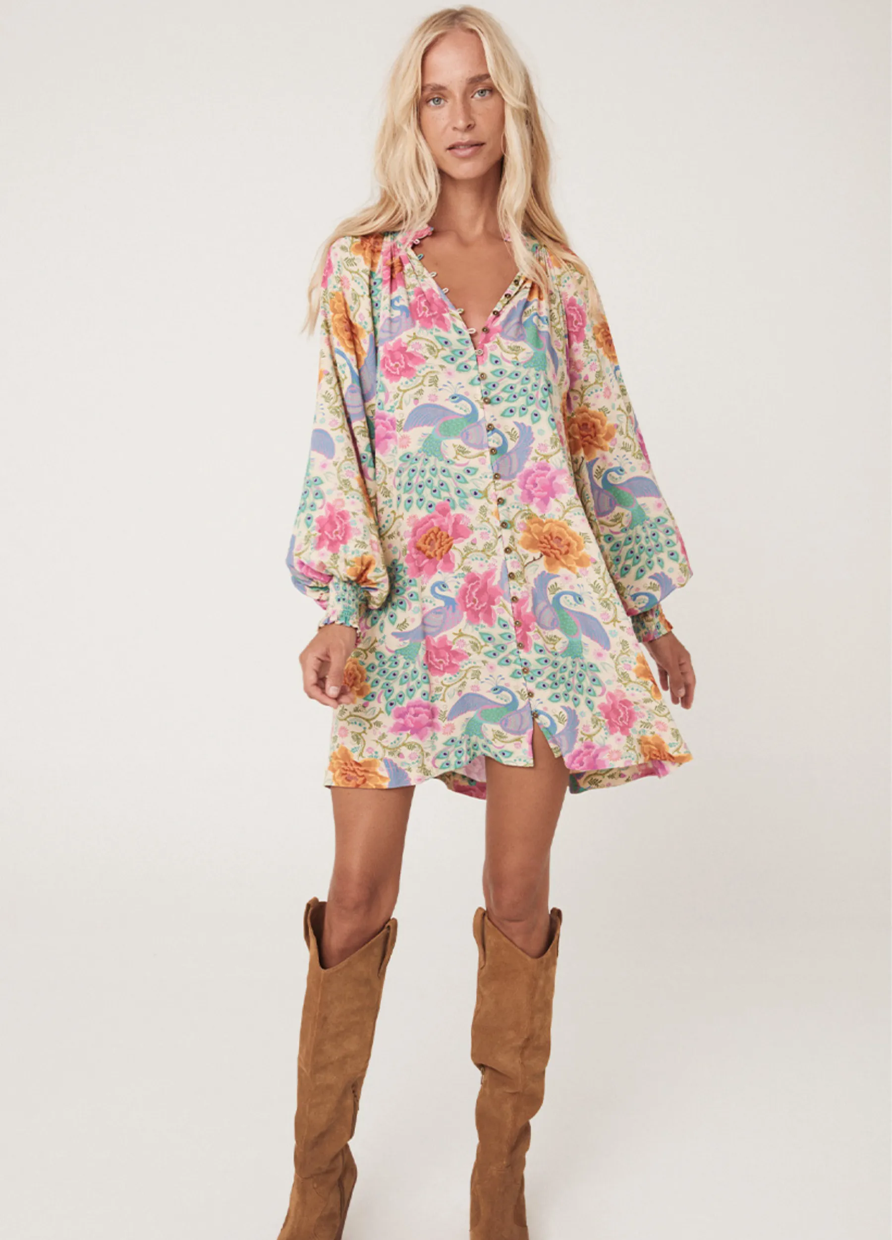 Spell - Boheme Button Though Mini Dress - Spring