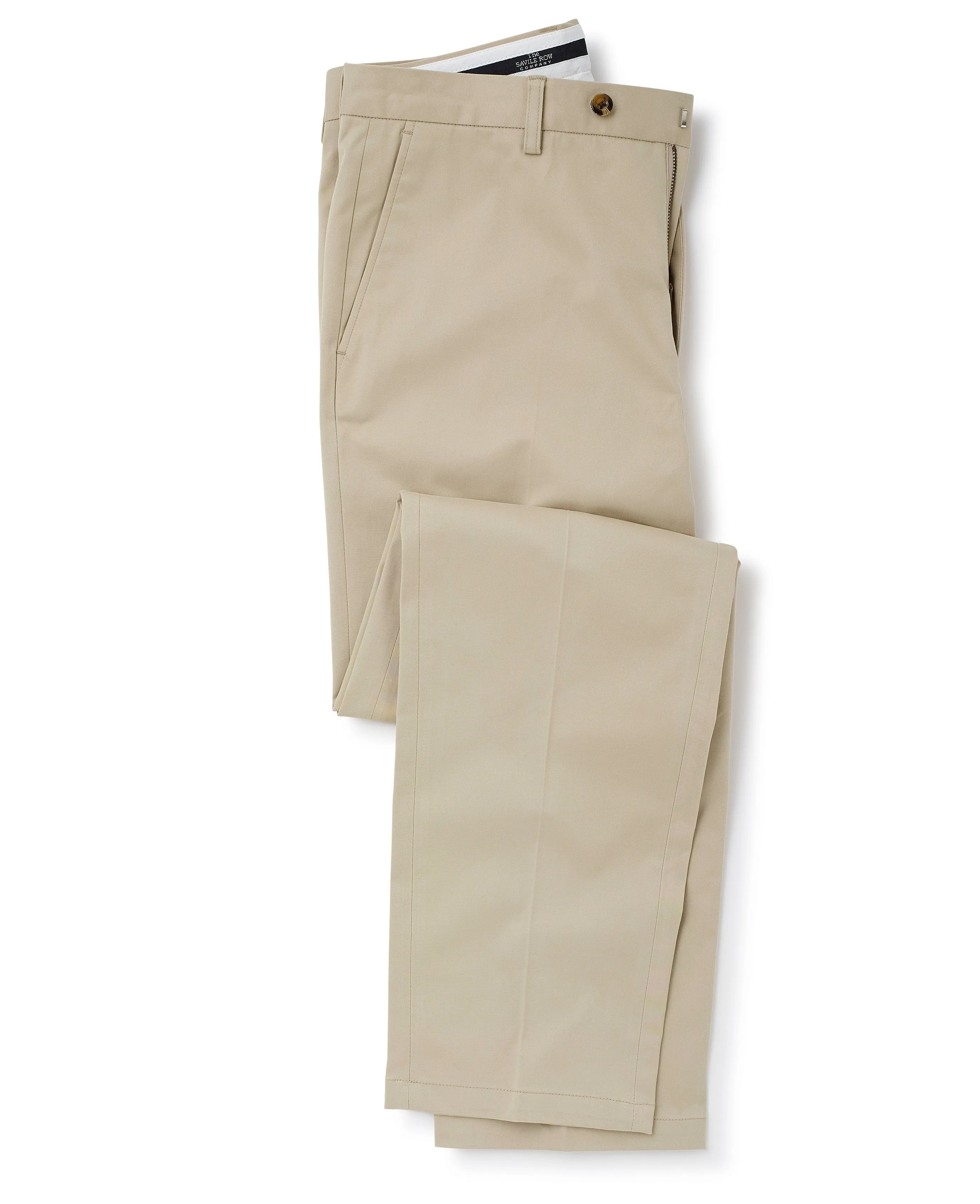 Stone Stretch Cotton Classic Fit Flat Front Chinos