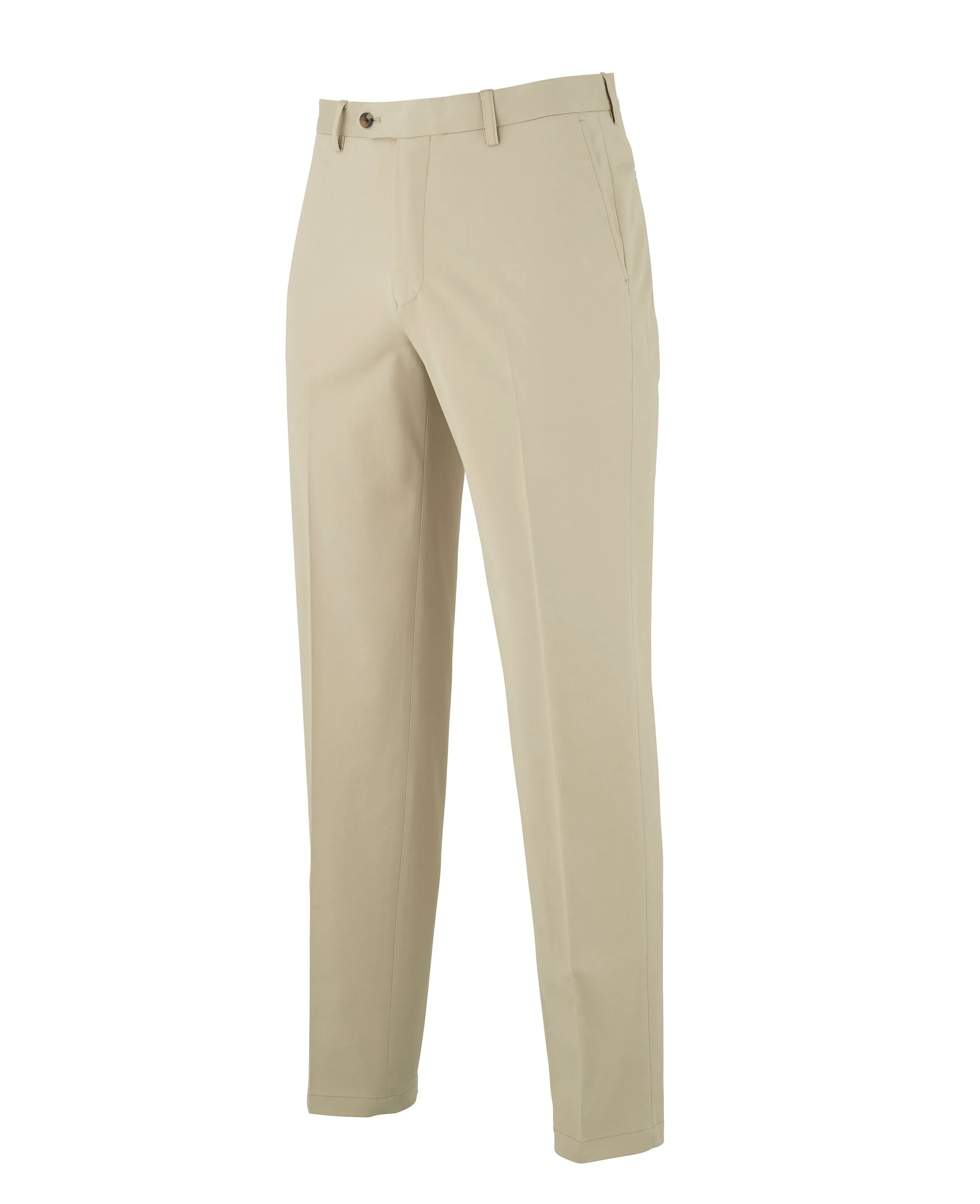 Stone Stretch Cotton Classic Fit Flat Front Chinos