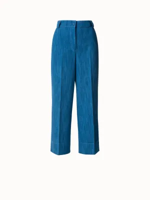 Stretch Denim Cropped High Waist Pants