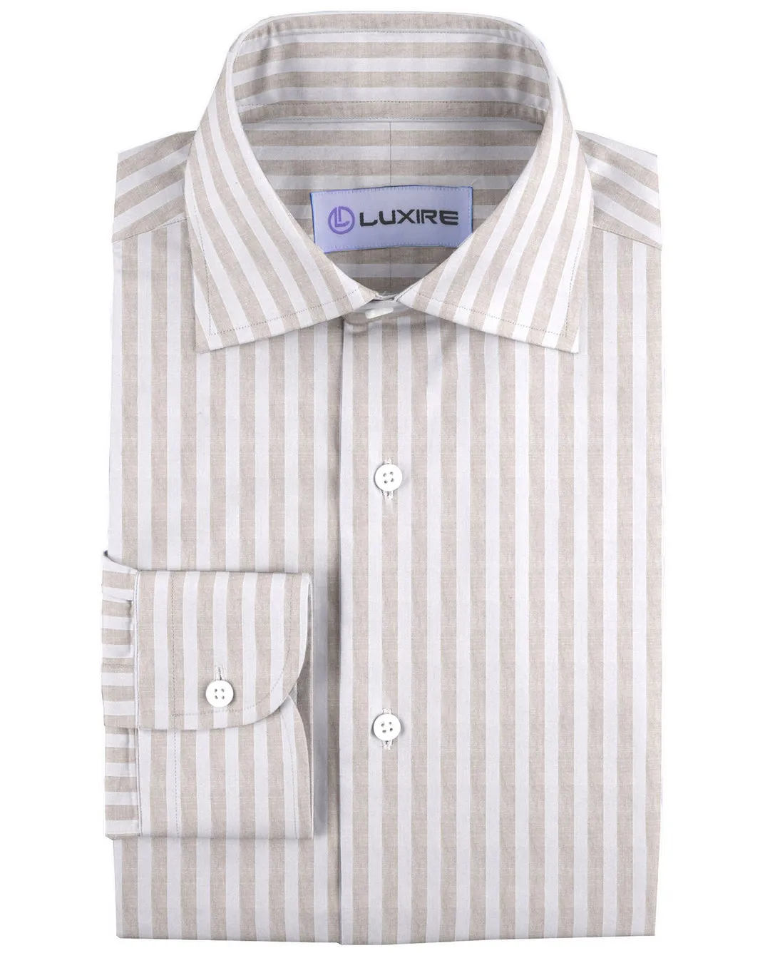 Summer Shirt in Sand White Awning Stripes Linen PRESET STYLE