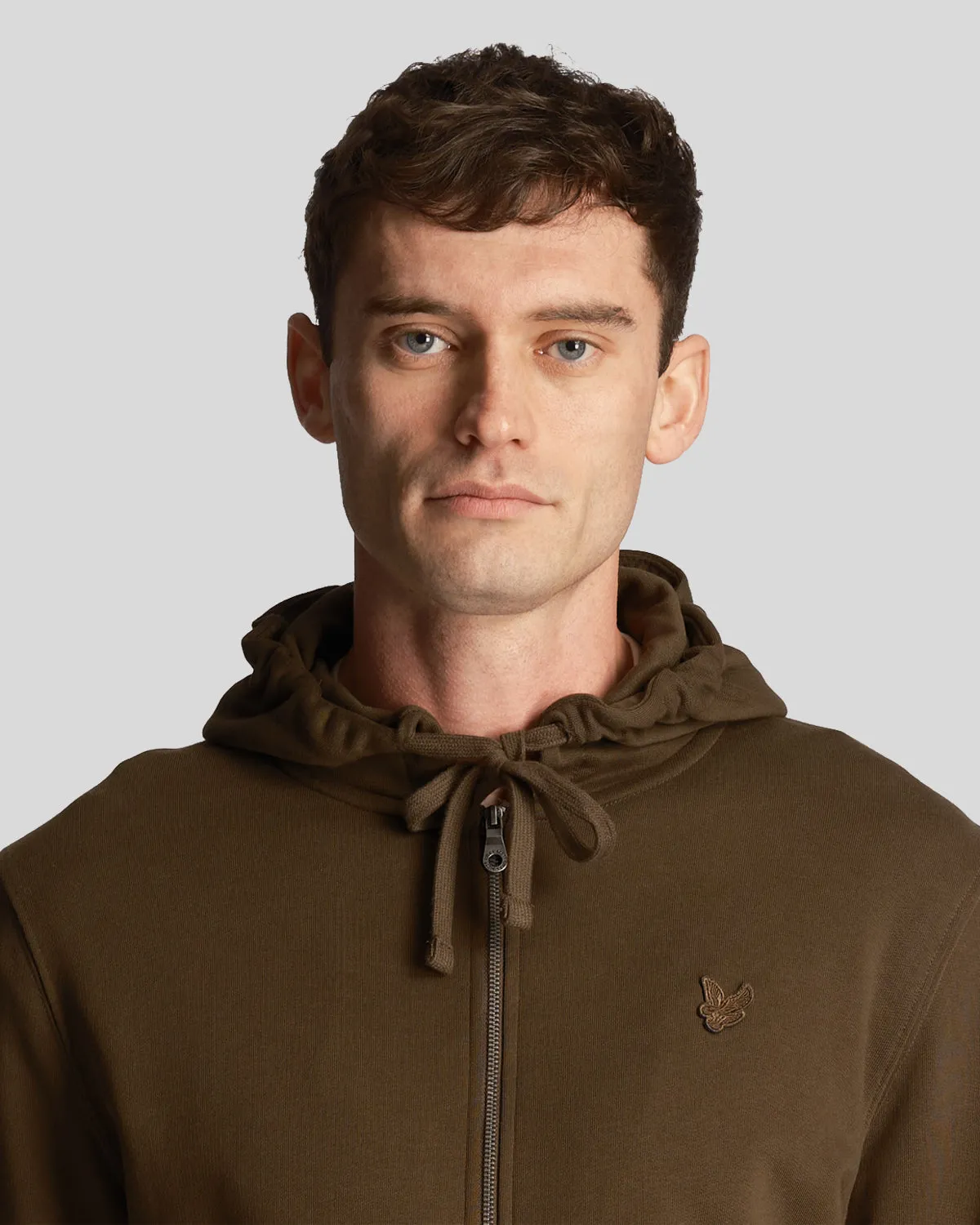 Tonal Eagle Zip Through Hoodie