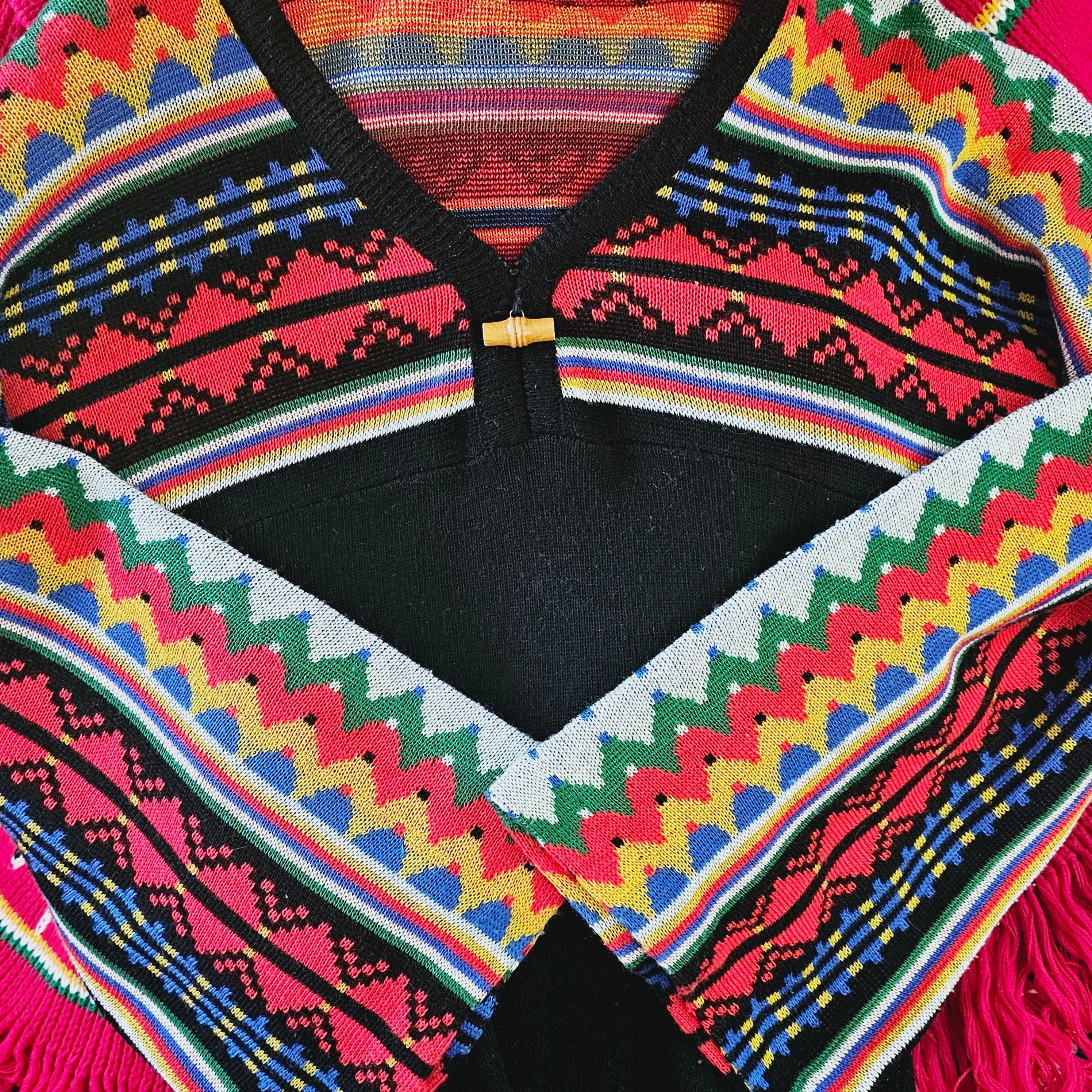 Vintage Mexican Baja Knit Boho Festival Hippie S