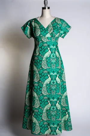 Wanda Maxi Dress - Peacock Damask, Green