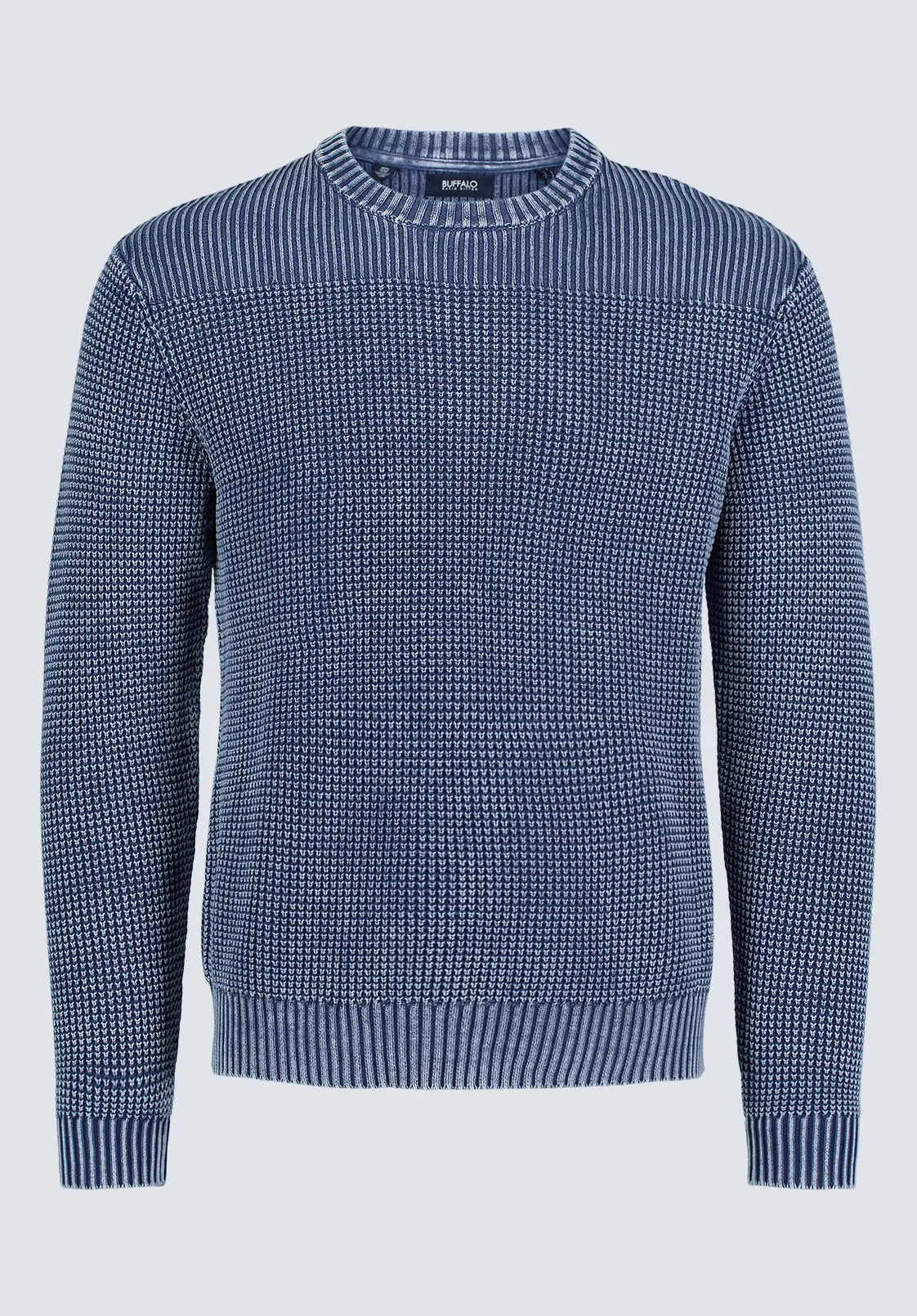 Washy Men's Textured Knit Crewneck Sweater, Navy - BM24451