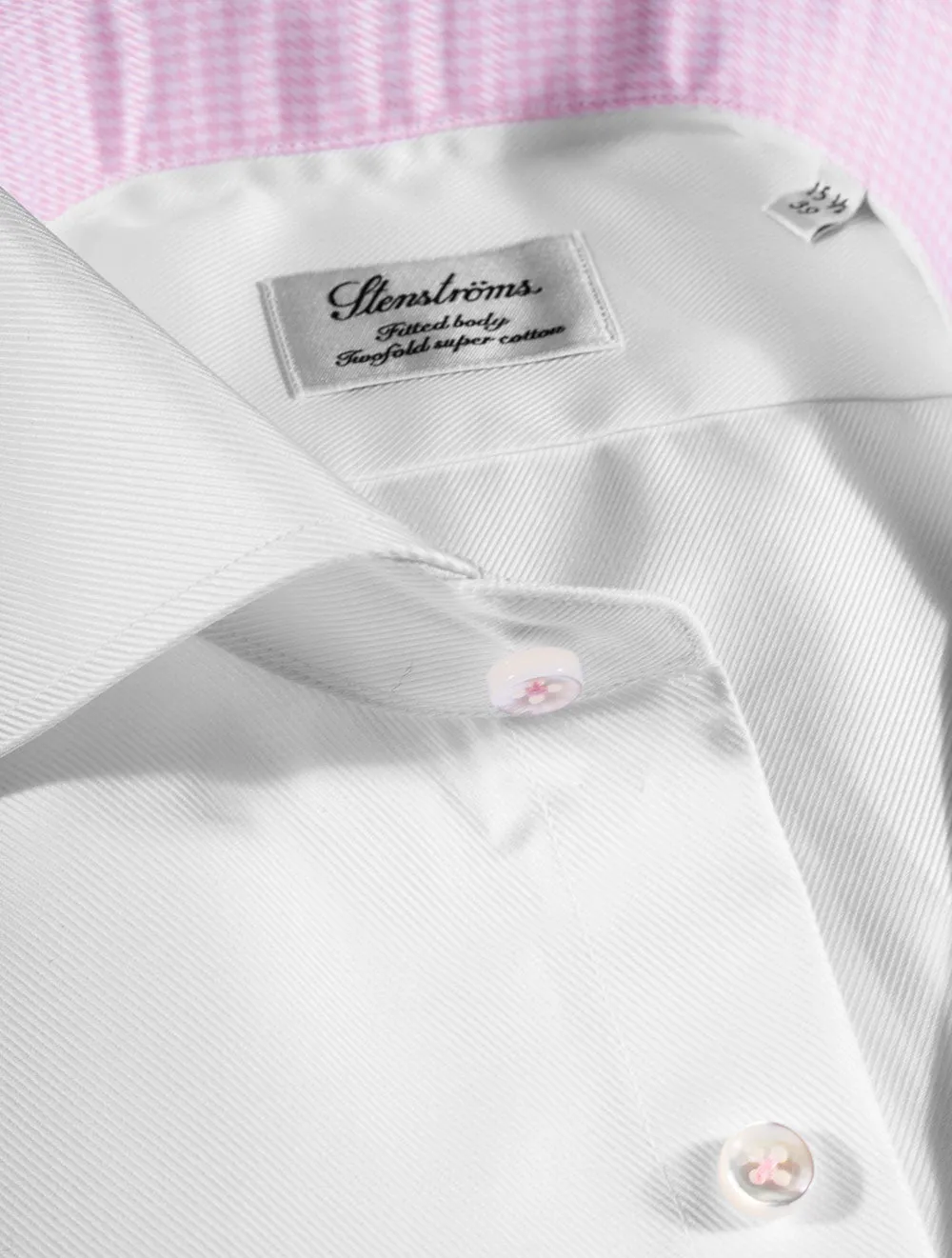 White Twill Fitted Body Shirt With Contrast Inlay White