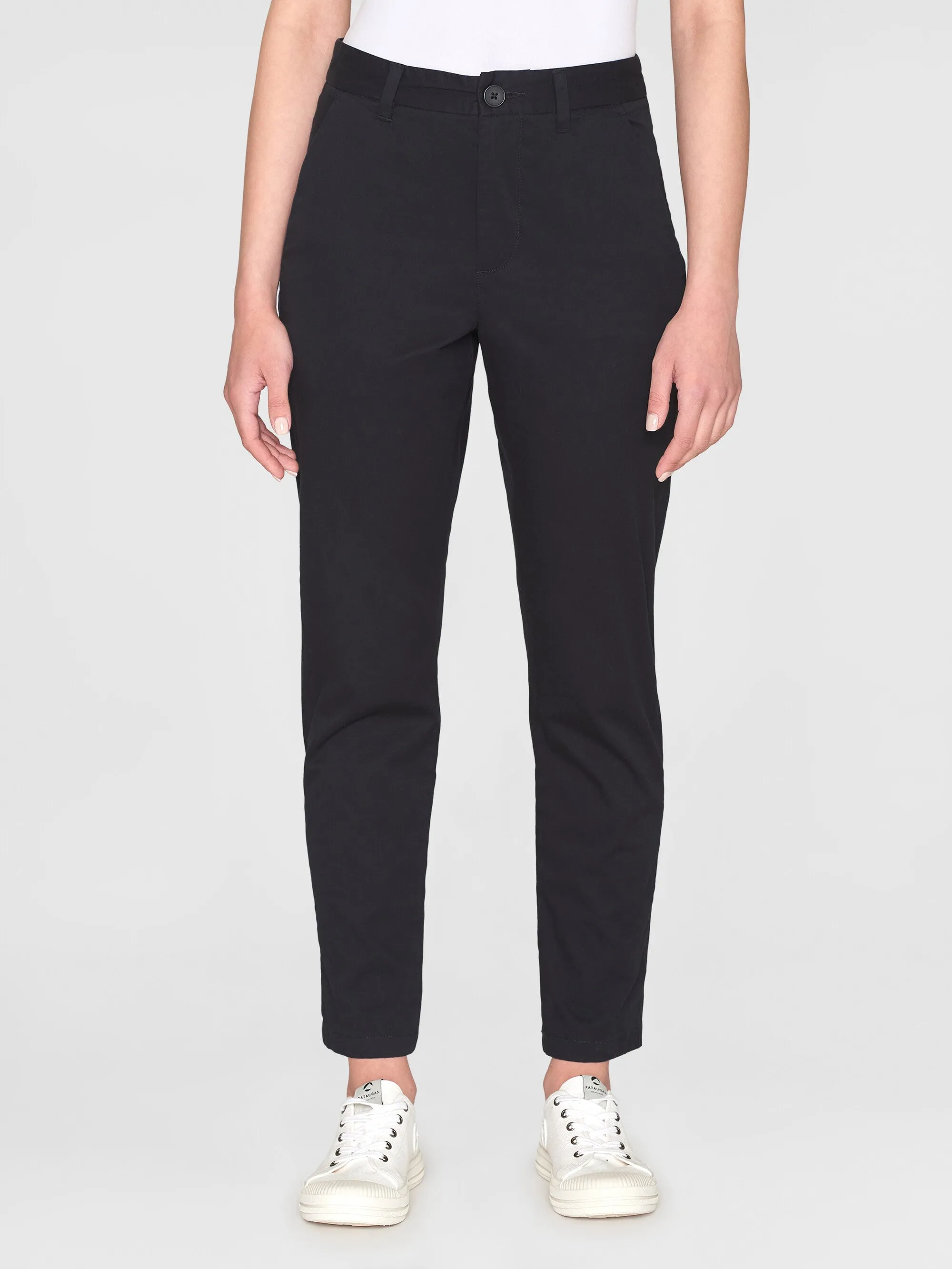 WILLOW regular cropped poplin chino - Black Jet