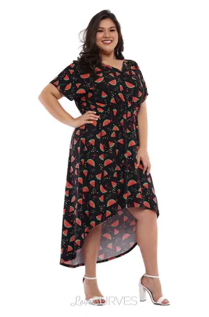 Wrap Mullet Dress with Pockets - Watermelons