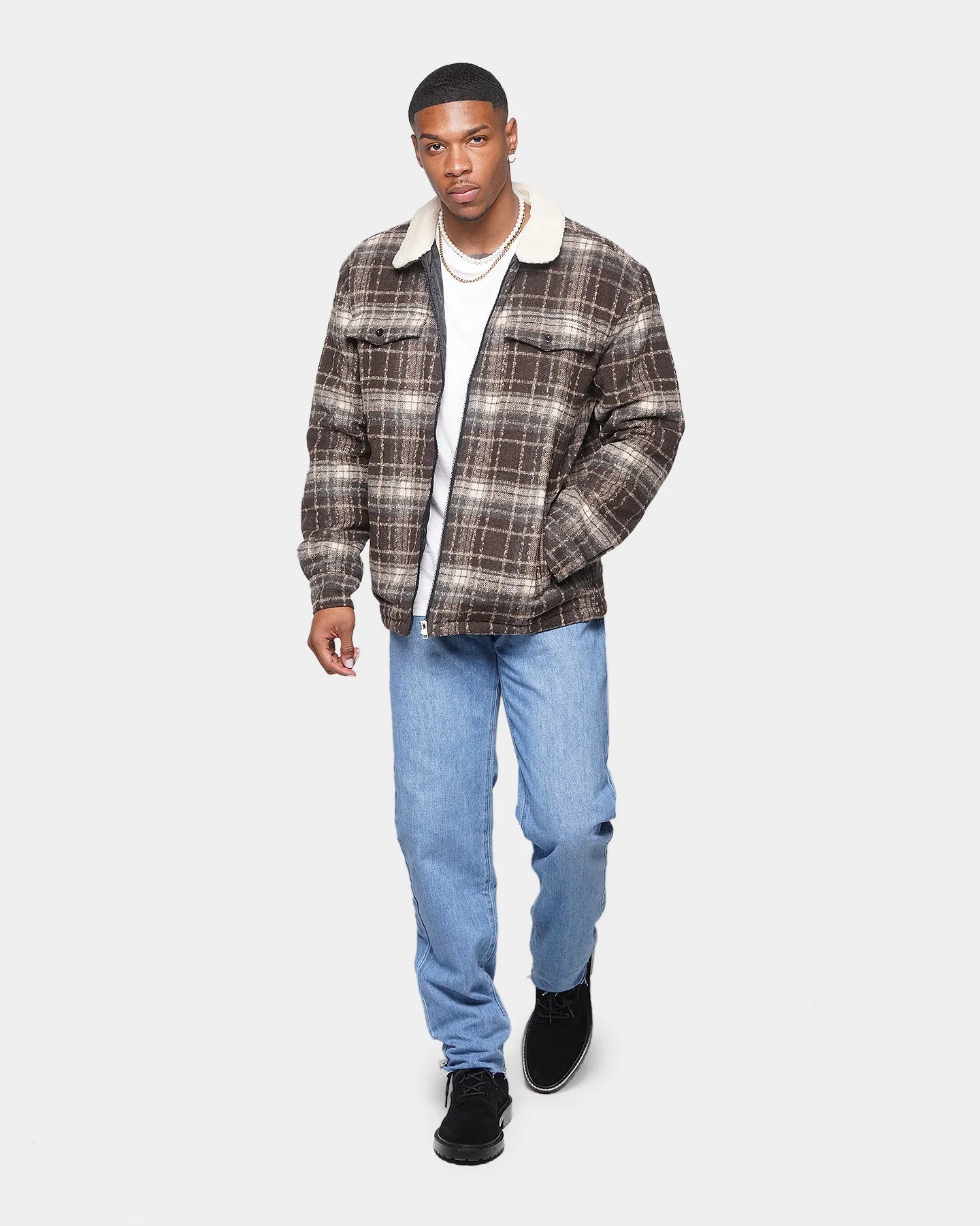 XXIII Tex Sherpa Flannel Jacket Cream/Black/Red